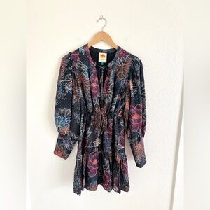 FARM RIO sparkle floral mini dress / size XS